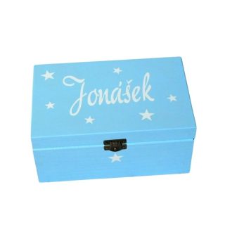 Personalizovaný dřevěný box světle modrý