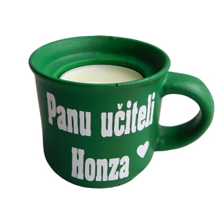Svícen hrníček pro pana učitele tmavě zelený