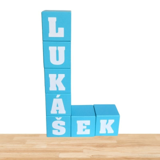 Dekorace dřevěné kostky se jménem tyrkysové