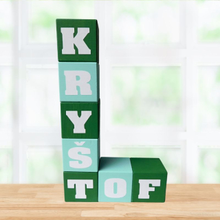 Dřevěné kostky se jménem mint zelené