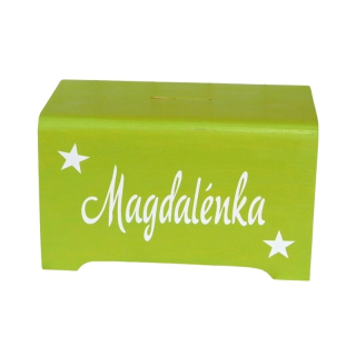Dětská pokladnička se jménem světle zelená
