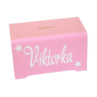 Dřevěná pokladnička otevírací hvězdy růžová