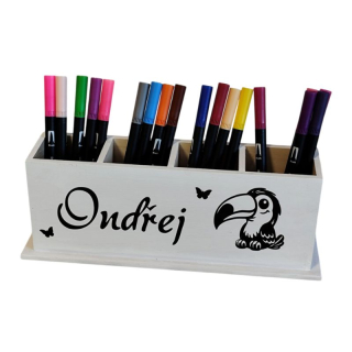 Dřevěný tužkovník se základnou tukan