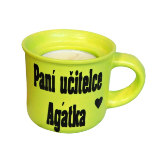 Svícen hrníček pro paní učitelku zelený