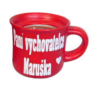 Svícen hrníček paní vychovatelce červený