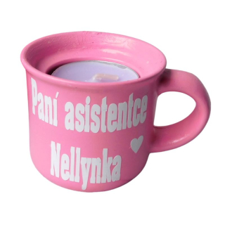Svícen hrníček pro paní asistentku růžový