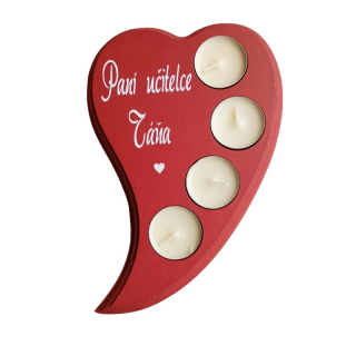 Dřevěný svícen Paní učitelce s věnováním