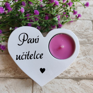 Svícen srdíčko Paní učitelce