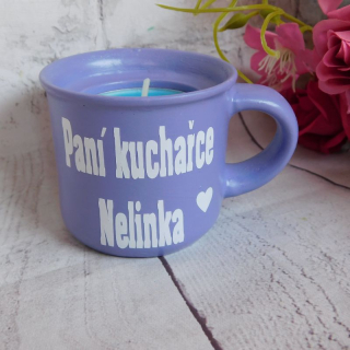 Svícen hrníček pro paní kuchařku světle fialový