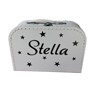 Dětský kufřík se jménem bílý, černé písmo