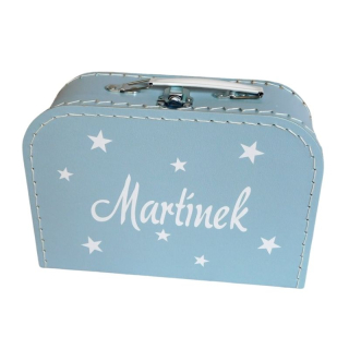 Dětský kufřík se jménem modrý, bílé písmo