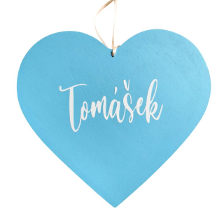 Dřevěná jmenovka s textem