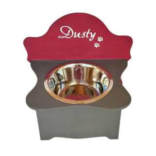 Dřevěný stojan na misku pro psy a kočky se jménem