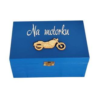 Dřevěný box Na motorku modrý