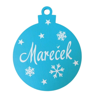 Dřevěná vánoční ozdoba se jménem tyrkys