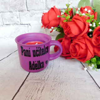 Svícen hrníček pro paní učitelku tmavě fialový
