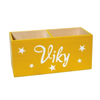 Organizér na tužky se jménem žlutý, bílé písmo