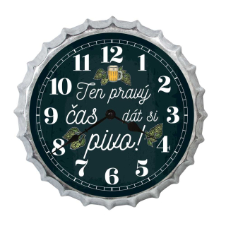 Bohemia Gifts Velké nástěnné hodiny pro pivaře 35 cm – čas dát si pivo