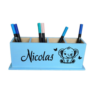 Dřevěný tužkovník se základnou Sloník