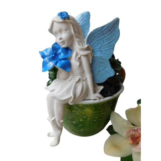 Dekorace víla s květinou barevná - modrá