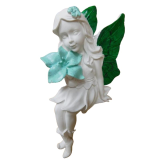 Dekorace víla s květinou barevná - mint/zelená