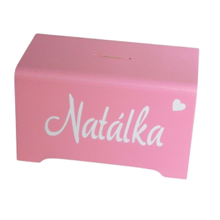 Otevírací pokladnička se srdíčkem růžová