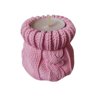 Svícen pletený pytlík - světle růžový