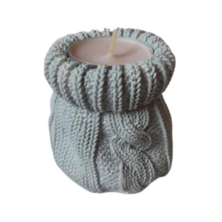 Svícen pletený pytlík - světle šedý