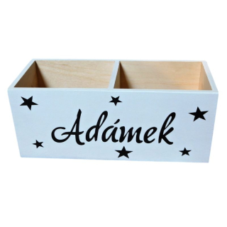 Stojánek na tužky se jménem - bílý