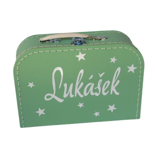 Kartonový kufřík se jménem mintový
