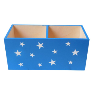 Dřevěný pastelkovník s hvězdičkami - modrý