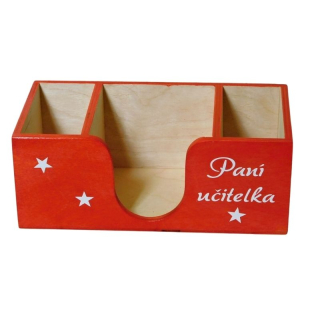 Dřevěný tužkovník pro paní učitelku