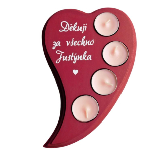 Svícen pro paní učitelku Děkuji za všechno! červený