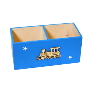 Dřevěný stojánek na pastelky s mašinkou a hvězdičkami