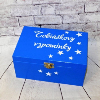 Dřevěný box VZPOMÍNKY tmavě modrý